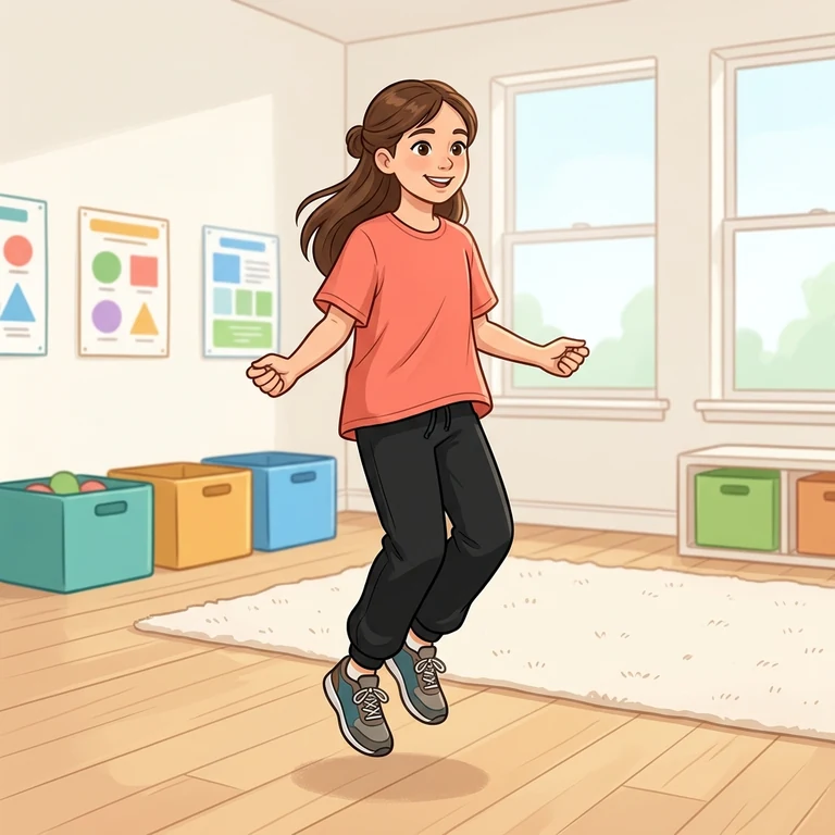 Child pretending to jump rope