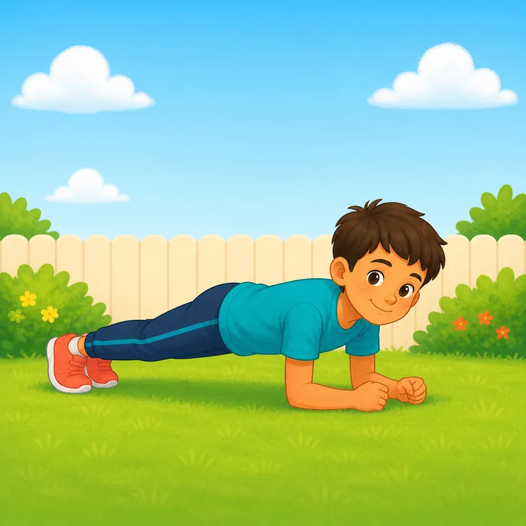 Child demonstrating a plank